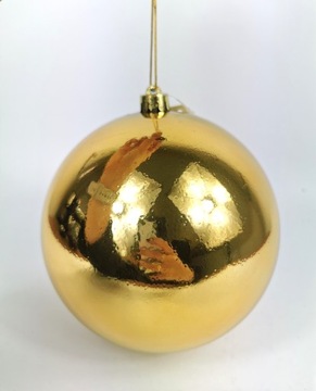 Большая пластиковая елочная игрушка, 20 см, золото.