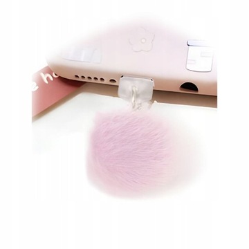ZATYCZKA ZAŚLEPKA ZAWIESZKA PRZECIW KURZOWI DO MICROUSB RÓŻOWY POMPON