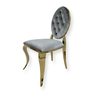 Krzesło Ludwik II Gold glamour Grey złote pikowane