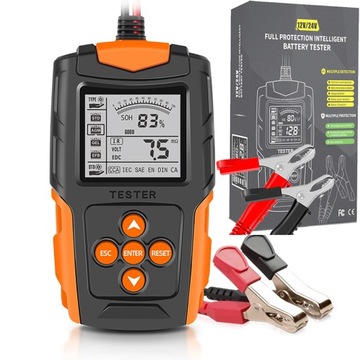 Tester akumulatora 12V/24V samochodowego Cyfrowy analizator z LCD premium