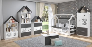 Детская кровать DOUBLE HOUSE BABY BOO 180x80 SMOOTH WHITE + АНТРАЦИТ