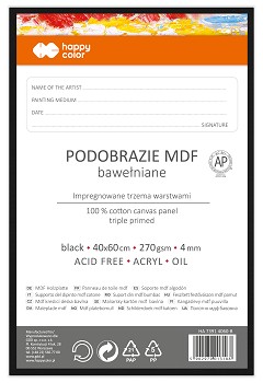 Podobrazie bawełniane 40x60, impregnowane czarne, Happy Color