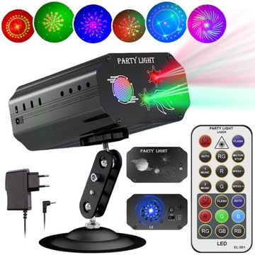 REFLEKTOR SCENICZNY PROJEKTOR LED DYSKOTEKOWY DISCO LASER RGB 3D + PILOT