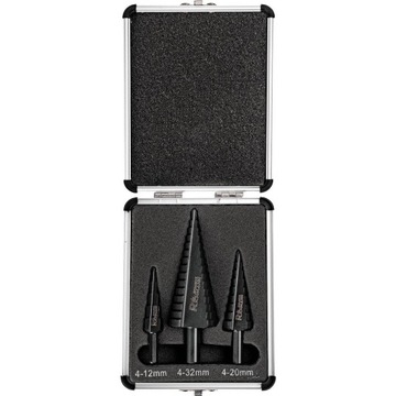 WIERTŁA STOPNIOWE DO METALU 4-32 MM 3 ELEM. ALU. PUDEŁKO Richmann Exclusive