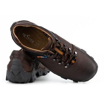 Skórzane buty męskie trekkingowe sznurowane POLSKIE 214GT brązowe 41