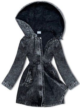 LUŹNA KURTKA JEANS KAPTUR POP7015 CZARNA L (40)