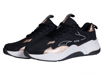 HKM Buty Sneaker GLAMOUR Rosegold czarne [R: 42]