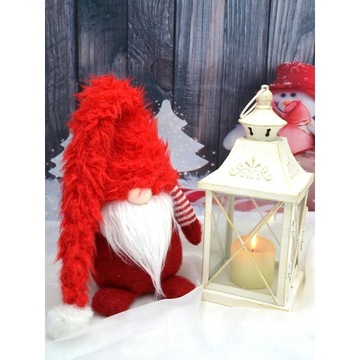 РОЖДЕСТВЕНСКИЙ ОРНАМЕНТ БОЛЬШОЙ СТОЯЩИЙ СЛОН-ГНОМ В МЕХОВОЙ ШАПКЕ 86СМ
