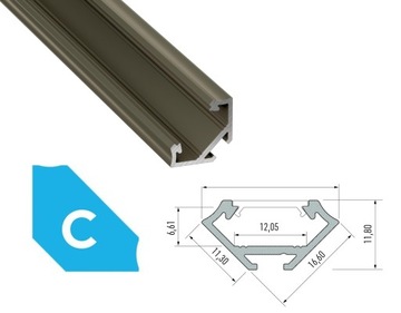 Profil narożny do LED 2m kątowy 45° TYP C inox