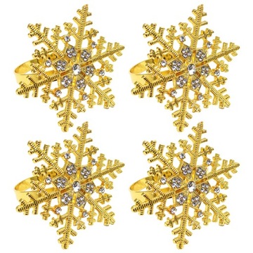 ŚWIĄTECZNE PIERŚCIONKI NA SERWETKI ZŁOTY DEKORACYJNY USTAWIANIE SERWETEK