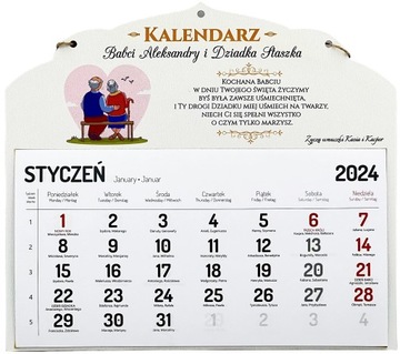 PREZENT NA DZIEŃ BABCI I DZIADKA KALENDARZ +IMIONA