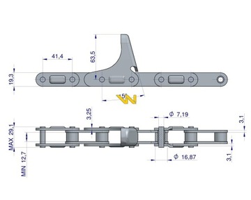 Łańcuch zamknięty CA555F3 x 48A Case WARYŃSKI