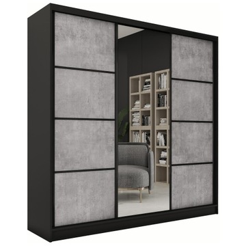 Szafa przesuwna z lustrem 200 cm LOFT Beton półki