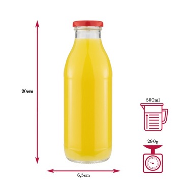 45x KUBUŚ стеклянные бутылки для сока 500 мл, сок 0,5 л