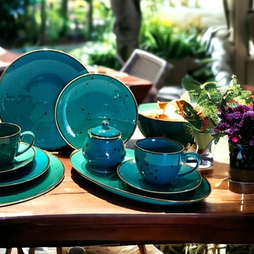 Serwis obiadowy 6/18 porcelana Alumina MORSKI zestaw komplet ZMYWARKA