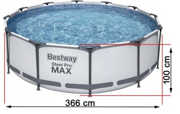 Каркасный САДОВЫЙ БАССЕЙН С НАСОСОМ Bestway 366x100 КОМПЛЕКТ С лестницей MAX 22в1