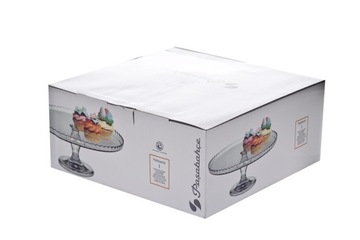 PATERA SZKLANA NA NÓŻCE CIASTO TORT OWOCE 32CM