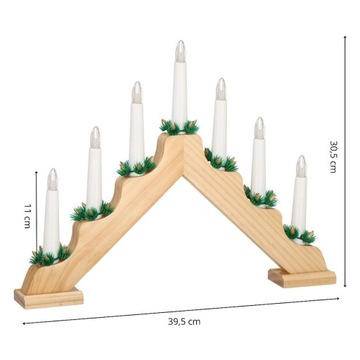 ДЕРЕВЯННЫЙ ПОДСВЕЧНИК ADVENT, СВЕЧИ СВЕТОДИОДНЫЕ, УКРАШЕНИЕ СВЕЧАМИ, 30 см