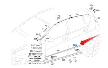 LIŠTA CHRÓM BOČNÍ MERCEDES A TŘÍDA W169 ZADNÍ PRAV.