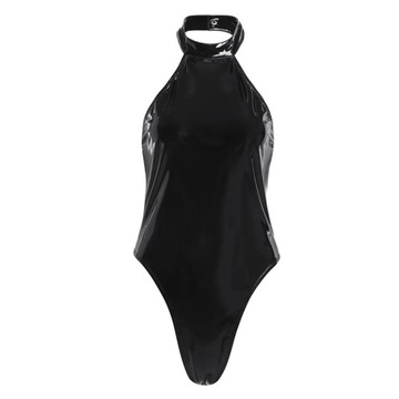 Womens Latex suit Bodysuit Leotard Wet Look Leathe