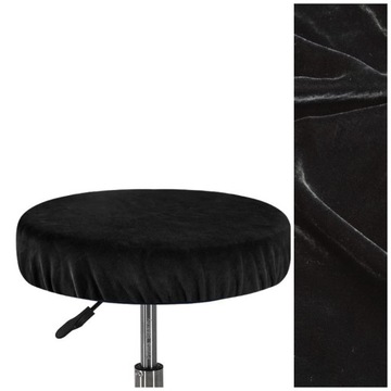 Pokrowiec puszysty WELUR na taboret kosmetyczny CZARNY 30-38cm