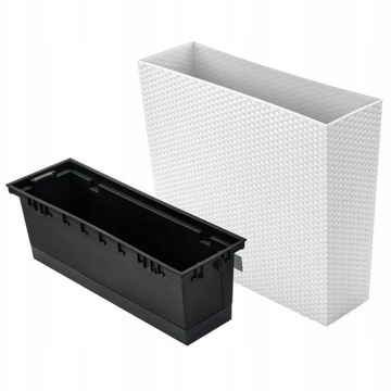 БОЛЬШАЯ КВАДРАТНАЯ ЦВЕТОЧНАЯ КОРОБКА ИЗ БЕЛОГО РОТАНГА PROSPERPLAST