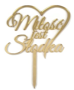 Топпер золотой с надписью Love is Sweet золотое зеркало