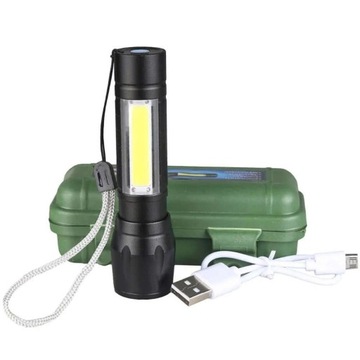 МАЛЕНЬКИЙ МОЩНЫЙ ТАКТИЧЕСКИЙ ФОНАРЬ LED COB T6 ZOOM USB