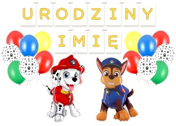 Zestaw Paw Psi Patrol Chase Marshall Dekoracja Urodziny Imię