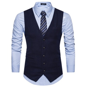 New Slim fitting Man Suit Vest Men's Woolen Vest C