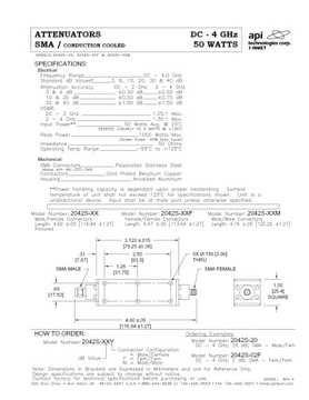 КАЛИБРОВАННЫЙ ДОБАВИТЕЛЬ 20 дБ DC-4 ГГц 50 Вт SMA