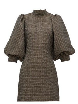 GANNI sukienka 36 S TWEED SLEEVES MINI DRESS