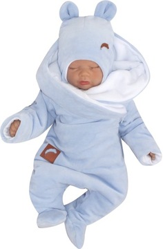 Детский бархатный зимний комбинезон синий 68