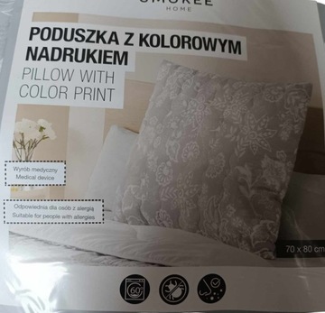 Poduszka z kolorowym nadrukiem Smukee 70x80cm