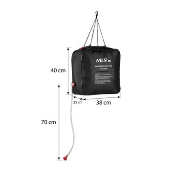 Душ для кемпинга портативный солнечный туристический ЕМКОСТЬЮ 40 л, ЧЕРНЫЙ НИЛЬЯ