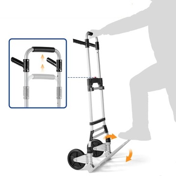 Lekki Wózek Transportowy Młynarka Składany Aluminium Magazynowy Mocny 150kg