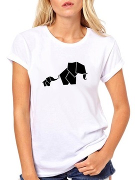 T-SHIRT KOSZULKA DAMSKA Z NADRUKIEM SŁONIE XXL
