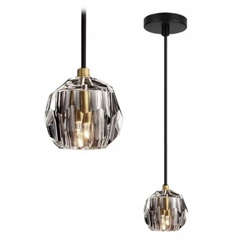 Lampa Sufitowa Glamour Szklana Czarna Kryształowa