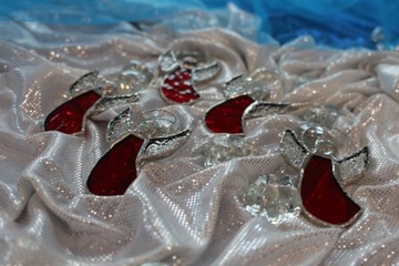 Витражные ангелы, НАБОР из 5 шт., красный, рифленый