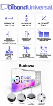 Kaseton reklamowy LED Dibond UNIVERSAL 100x100cm Cienki & SLIM