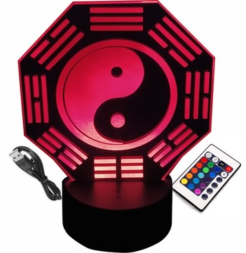 LAMPKA NOCNA 3D LED YIN YANG ZNAK SYMBOL RÓWNOWAGI