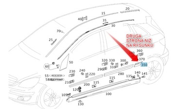 LIŠTA NA BLATNÍK ZADNÍ DO MERCEDES B CLASA W245 PR