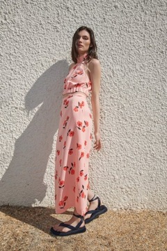 ZARA SPÓDNICA Z TKANINY Z DOMIESZKĄ LNU/WISKOZY XS