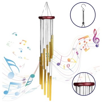 59 CM | DZWONKI WIETRZNE OGRODOWE Z METALOWYMI RURKAMI | DZWONEK WIETRZNY