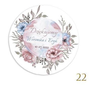 NAKLEJKI weselne Podziękowanie dla Gości 24 szt 4,5 cm personalizowane N22