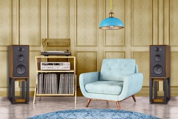 WHARFEDALE LINTON POWRÓT LEGENDY WALNUT ORZECH + STANDY = WSPANIAŁY ZESTAW