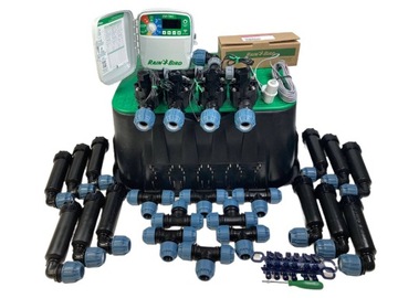 Zestaw system nawadniania Rain Bird 4 sekcje + 12 zraszaczy + Czujnik opadu