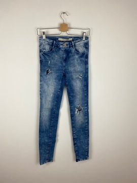 Cieniowane spodnie jeansy z rozdarciami Zara S/36