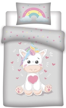 POŚCIEL JEDNOROŻEC UNICORN SERCA TĘCZA CHMURKA ŁÓŻECZKO 100x135 + 40x60