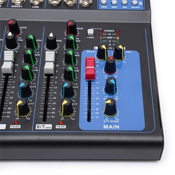 7-канальный живой звук USB Bluetooth-микшер Аудио DJ Музыкальное шоу
